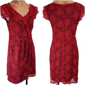 $3 Deal!!!!!! Romy red lace & black wrap dress M